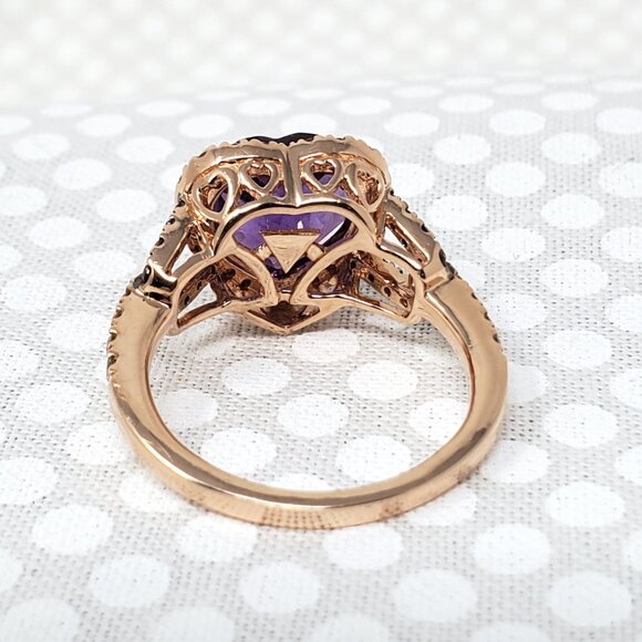 Le Vian 14K Strawberry Gold Ring 2ct Grape Amethyst 1/3ct Nude & 1/8ct Chocolate - Picture 6 of 15